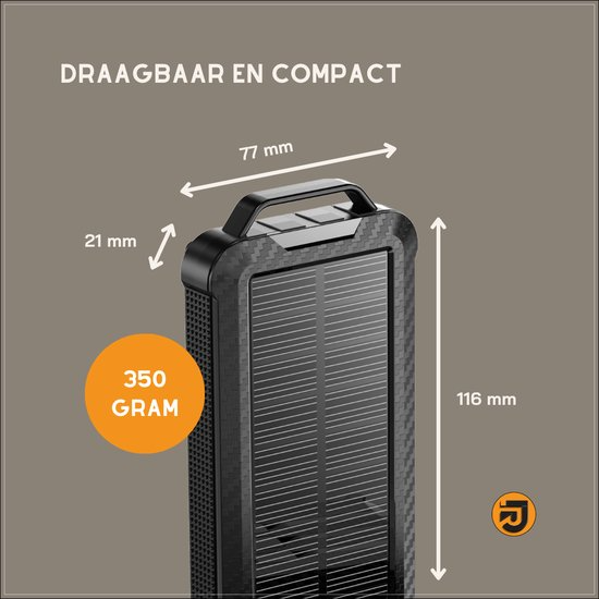 JIRTech® - Solar power bank 10,000 mAh