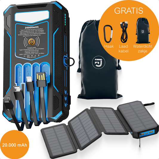 JIRTech® - Solar Powerbank 20,000 mAh