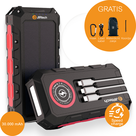 JIRTech® - Solar Powerbank 30,000 mAh